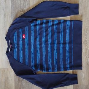 Nike Blue and Black Striped Sweatshirt